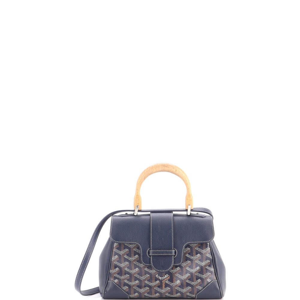Goyard Mini Saigon Top Handle Bag Coated Canvas with Leather